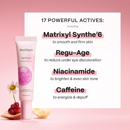 Mad Hippie Eye Cream - Anti-Aging Treatment for Dark Circles & Puffiness | 0.5 Oz with Niacinamide & Vitamin C