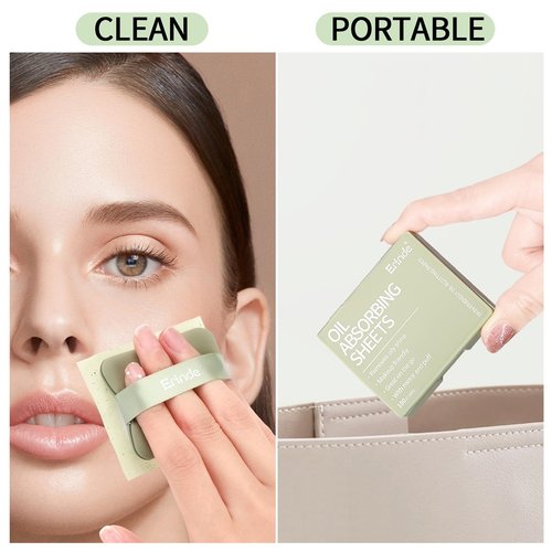 Erinde Oil Blotting Sheets for Face with Mirror and Puff, 300 Sheets Oil Blotting Paper for Oily Skin, Face Oil Absorbing Sheet, Natural Oil Control Film, Absorb Excess Oil, Makeup Friendly