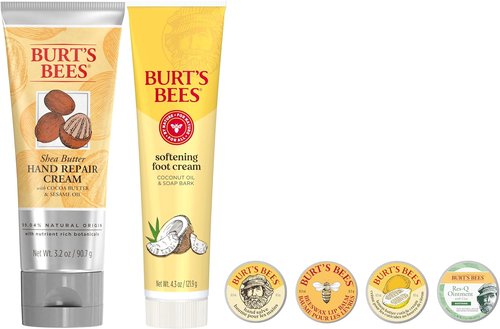 Burt's Bees Classics Gift Set - 6 Essential Products in Giftable Tin | Cuticle Cream, Hand Salve & More