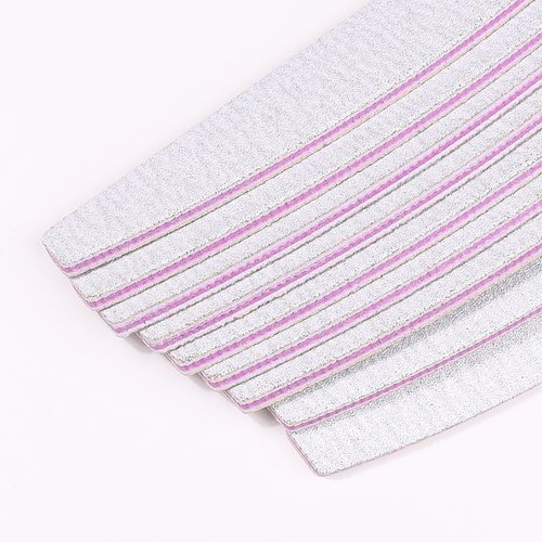 Klimonla 25PCS Professional Half Moon Emery Board Nail Files, 100/180Grit Dual-Sided Buffer, Reusable Nail Filing Tools for Natural & Acrylic Nails, Home & Salon Manicure Supplies