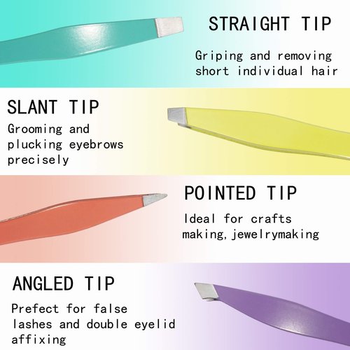 Best Mini Eyebrow Tweezers Set - Professional Stainless Steel Tweezers for Travel, Best Precision Tweezers for Eyebrows - Great Precision for Facial Hair Removal, Portable for Outdooring (White)