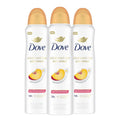 Dove Advanced Care Antiperspirant Deodorant Dry Spray Peach & Chamomile Tea 3ct underarm care boosts skin's ceramide levels 72hour odor control &all-day sweat protection ProCeramide technology 3.8 oz