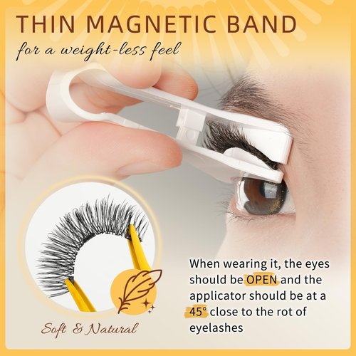 QUEWEL Magnetic Eyelashes 4 Pair Reusable Magnetic Eyelashes with Applicator No Glue Needed Eyelashes Natural Look Lash Clusters Kit Easy to Wear and Remove(4 Pairs-A05)