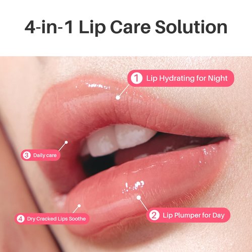 SPODARE Sleeping Lip Mask Strawberry - Overnight Lip Treatment, Lip Care Hydration, Repair for Dry Cracked Lips, Vitamin C, Soft and Nourished Lips Overnight, Christmas, with Shea Butter - 0.42 Fl Oz