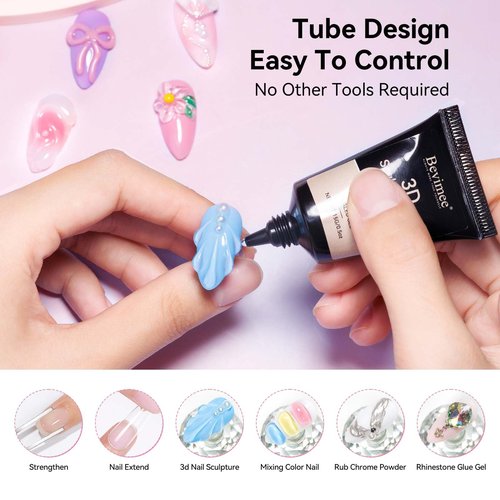 Bevimee 18g Solid Builder Gel for Nails 15g 3D Nail Sculpting Gel for Nail Art, Clear Non-Stick Hand for Modeling, Sculpture, Nails Extension UV/Led Manicure DIY at Home