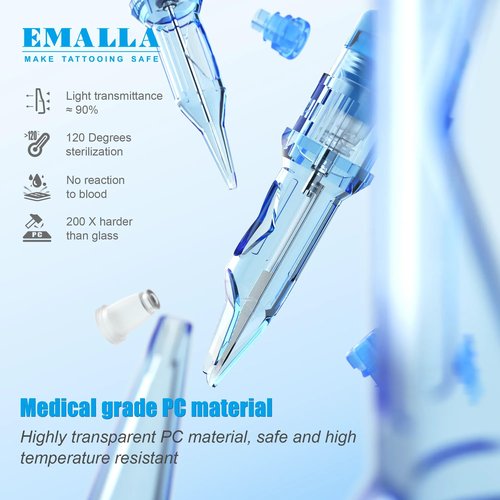 Emalla ELIOT Tattoo Cartridge Needles, 20Pcs Premium Tattoo Needles #10 Standard Round Liner Tattoo Cartridges 1003RLL Tattoo Needles Diameter 0.30mm Long Taper 5.0mm for Machine Tattoo Supplies