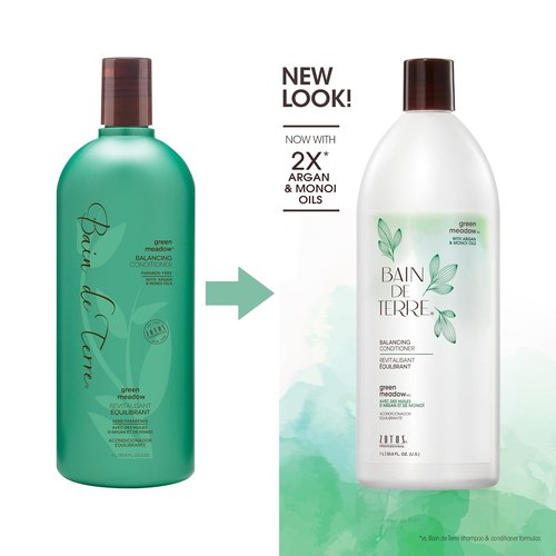 Bain de Terre Green Meadow Conditioner - Gentle Moisture Balance for Soft, Silky Hair | Vegan & Paraben-Free (2 Sizes)