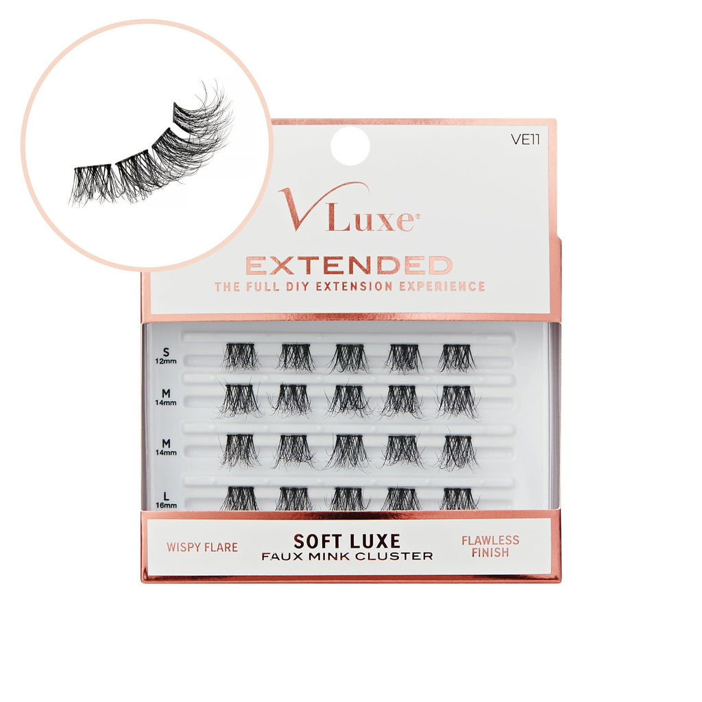 VLuxe Soft Luxe Faux Mink Lash Cluster, 12-16mm Seamless DIY Lash Extensions, Volume & Wispy Fans, Luxurious Soft Fibers, Ultra Comfort False Eyelashes with Lightweight Thin Band for Natural Blending