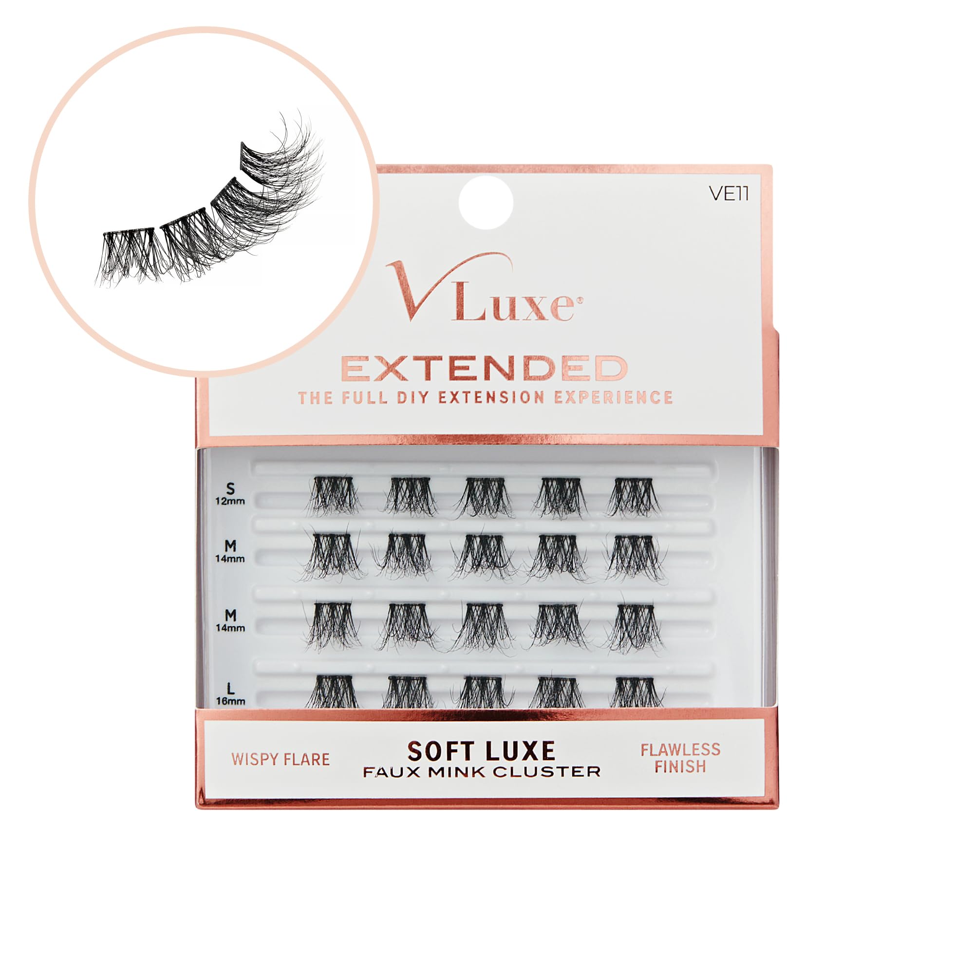 VLuxe Soft Luxe Faux Mink Lash Cluster, 12-16mm Seamless DIY Lash Extensions, Volume & Wispy Fans, Luxurious Soft Fibers, Ultra Comfort False Eyelashes with Lightweight Thin Band for Natural Blending