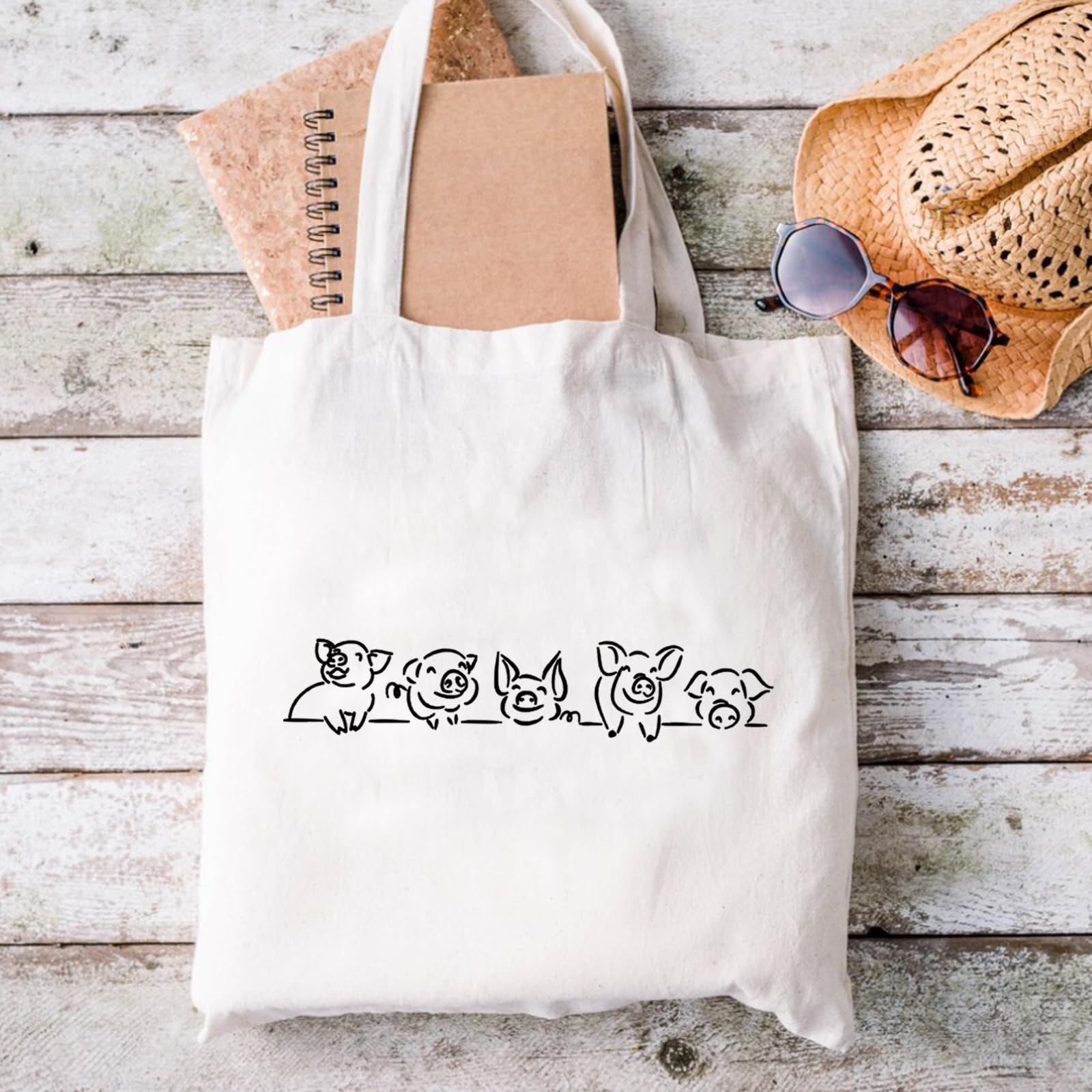XYANFA Cute Pigs Makeup Bag Pig Lover Gift Animal Lover Zipper Pouch Gift for Pig Farmer Pig Gifts for Women (Pigs tote Bag)