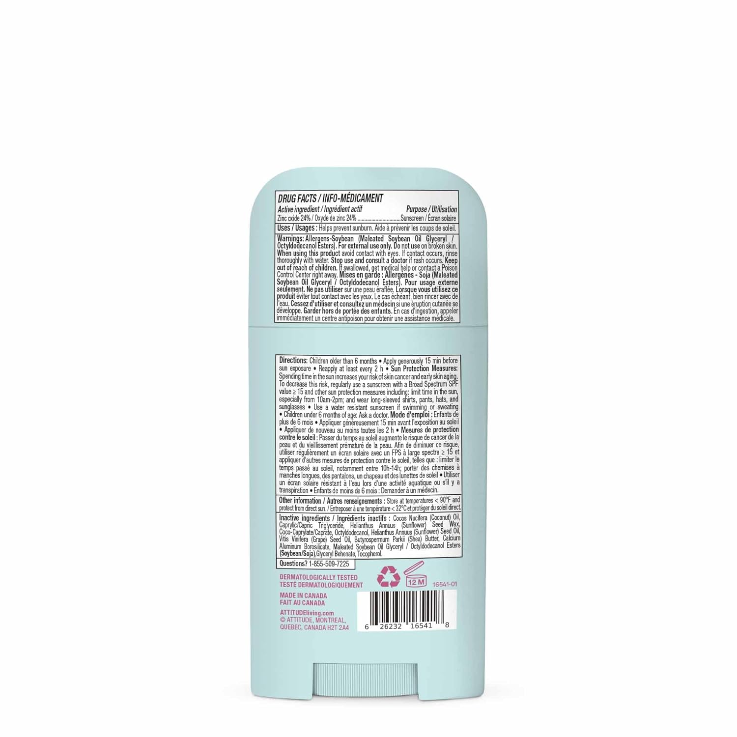 ATTITUDE Baby Mineral Sunscreen Face Stick SPF 50 - Broad Spectrum Zinc Oxide, EWG Verified, Vegan