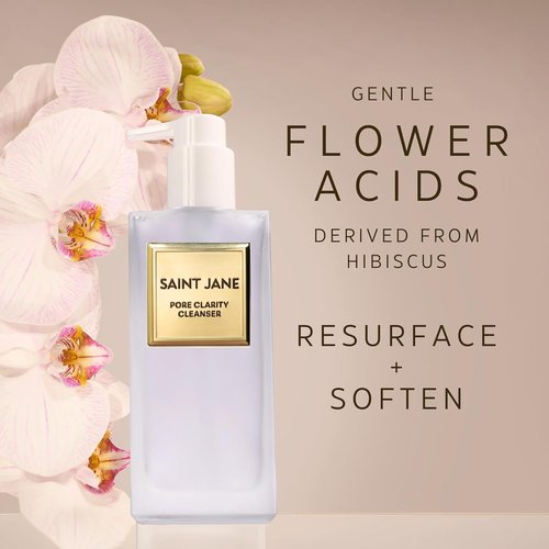 Saint Jane Pore Clarity Cleanser - Hyaluronic & Flower Acid Formula | Luxury Floral-Infused Skincare (4oz | 120ml)