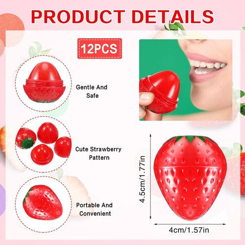 Skiennix Strawberry Lip Balm - 12 Pcs Moisturizing & Plumping Hydrating Protectors | Perfect Valentine's Gift