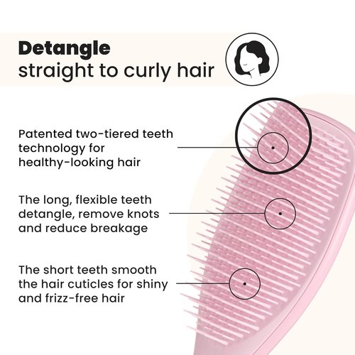 Tangle Teezer Ultimate Detangler Brush - Effortlessly Eliminates Knots & Reduces Breakage | Millennial Pink
