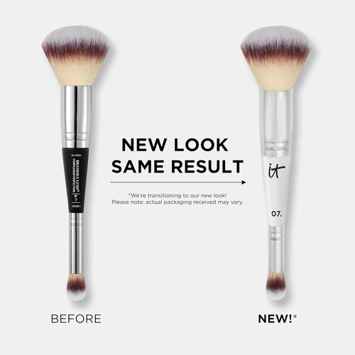 IT Cosmetics Heavenly Luxe Complexion Perfection Brush #7 - Dual-Ended Makeup Brush for Flawless Foundation & Contour, Ultra-Soft Synthetic Fibers