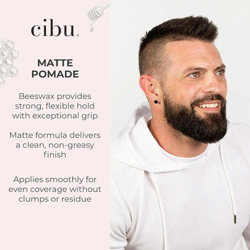 CIBU Matte Pomade - Long Lasting Hold Hair Pomade for Men & Women - Beeswax Firm Grip - 4oz