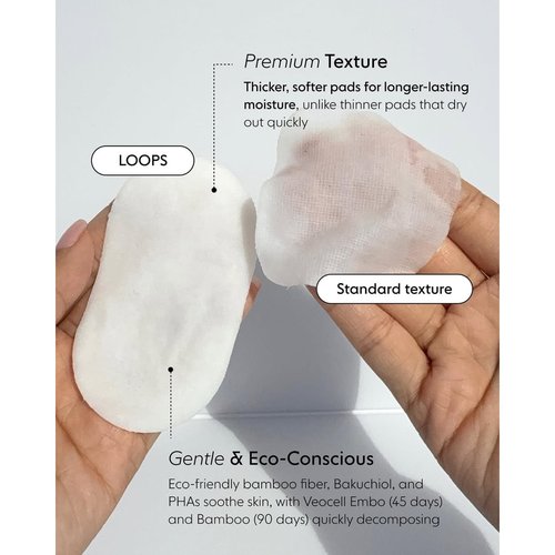 LOOPS Milky Cleanser Korean Skincare - Deep Cleansing and Hydrating Skin Care - Pre-soaked Bamboo Facial Cleansing Pads - Facial Wash with Milky Oil Complex - Oil Cleanser for Face - Pack of 60