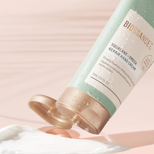 Biossance Squalane + Omega Repair Hand Cream - Deep Moisturization & Protection for Dry Hands - 2.5 oz