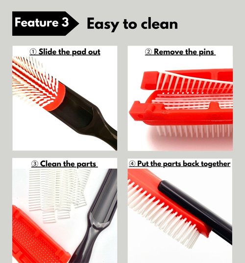 MDSTYLE Hair Brush - Curl Defining Detangler for Thick, Wavy & Coily Hair - 9 Row Design, Black Small