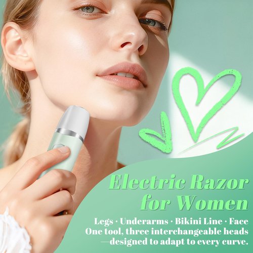 Fanovae 3-in-1 Bikini Trimmer for Women – Electric Razor for Women, Electric Body Hair Trimmer, IPX7 Waterproof, 120-Min Cordless, USB-C, Battery% Display – X3 Soft Mint Ombre