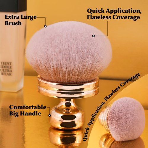 Extra Large Body Makeup Brush, Professional Self Tan Brush for Flawless Application, Wide Headed Body Bronzer & Leg Makeup Applicator, Streak-Free Blending Brush for Back & Arms (Gold)