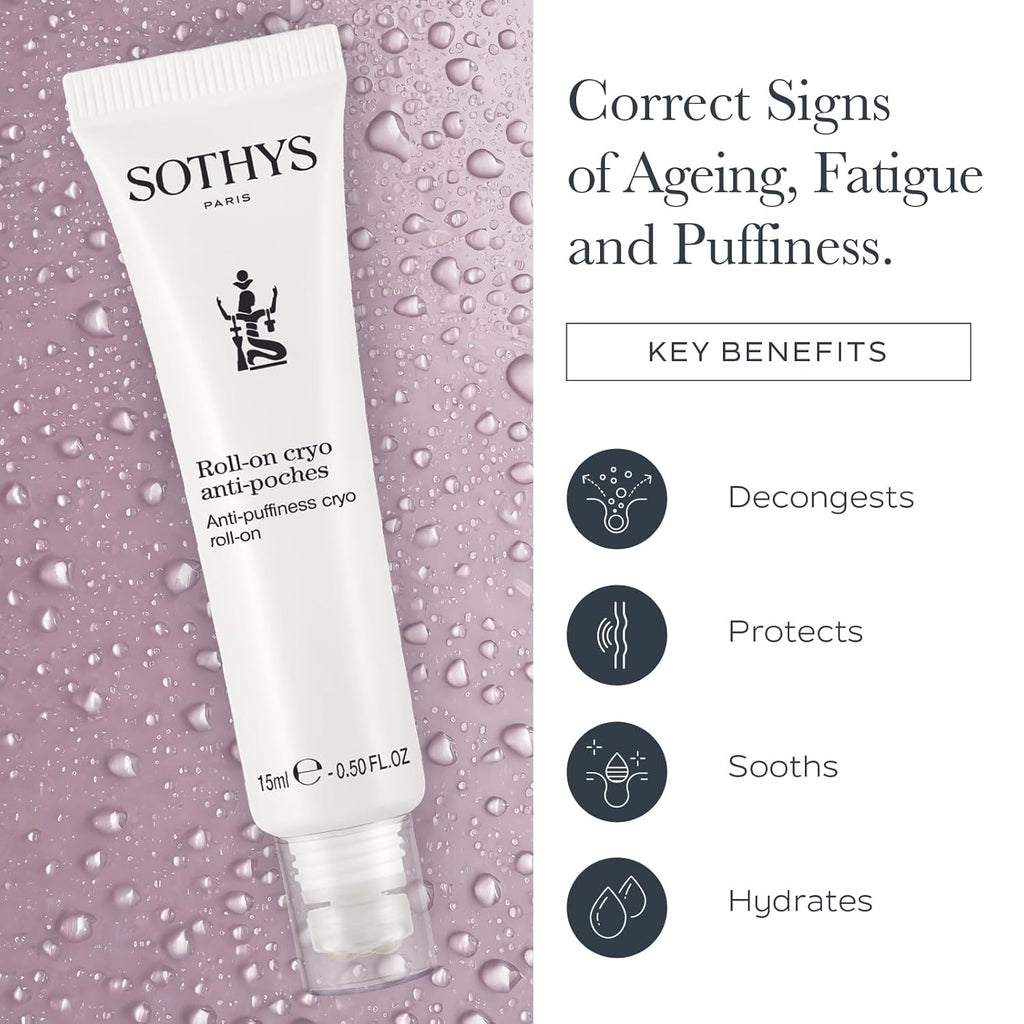 SOTHYS Anti-Puffiness Eye Roller Gel - Cryo Roll-On for Dark Circles & Puffy Eyes | Firming Undereye Care