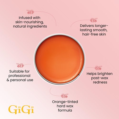 Gigi Neon Hard Wax – Papaya, Stripless Wax for Hair Removal, Ideal for Sensitive Skin, 14 Oz