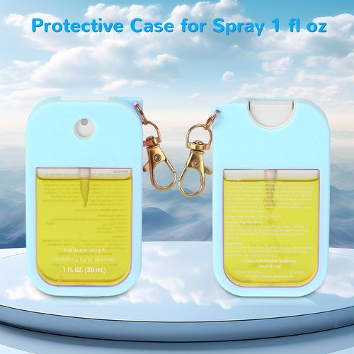 Hand Sanitizer Spray Case Compatible with Touchland Power Mist 1 oz – Silicone Case with Keychain for Touch Land Mist 1 fl oz（30 ml）, Hand Sanitizer Accessory for 1 fl oz (Purple+Blue+Red, 3 Pack)