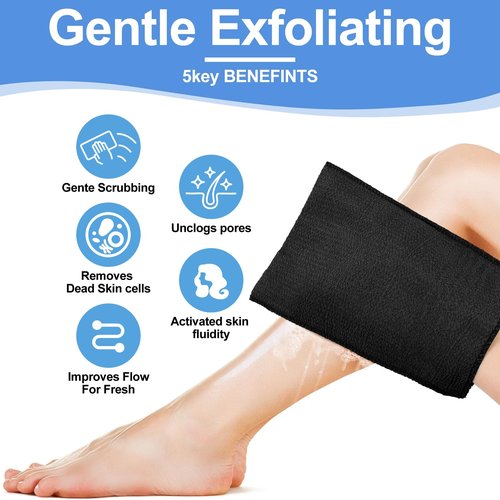 Tatuo 12 Pieces Korean Exfoliating Mitt Glove Italy Towel Body Skin Scrubber Exfoliating Scrubber for Remove Dead Skin Washcloth Korean(Large,Black)