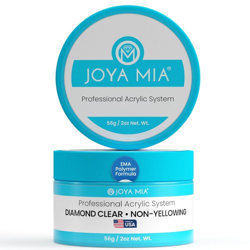Joya Mia Acrylic Powder - MMA-Free Professional Nail Enhancements for Flawless Finish | Diamond Clear, 2 oz