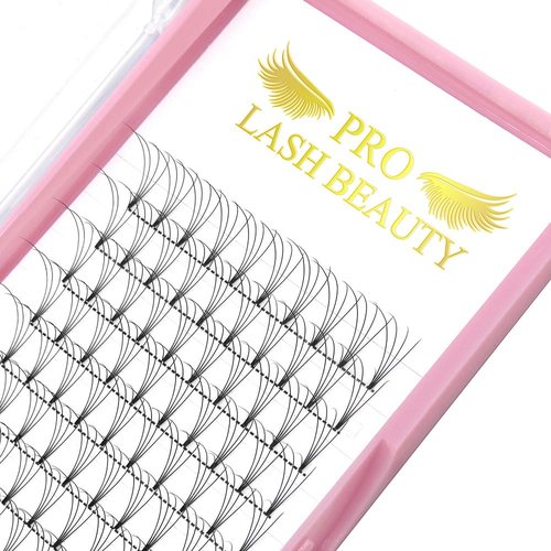 Premade Fans Eyelash Extensions 4D-D-0.10-16 Short Stem Premade Volume Eyelash Extensions .07 .10 C D Curl Pre made Lash Fans 9 to 20 mm Volume Lash Extensions (4D-D-0.10,16mm)