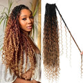 Boho Faux Locs Crochet Hair 18 Inch Goddess Locs 8 Packs Boho Soft Locs Crochet Hair with Curly Ends Pre-looped Long Bohemian River Locs for Black Women (OT30/27, 24 Inch(Pack of 8))