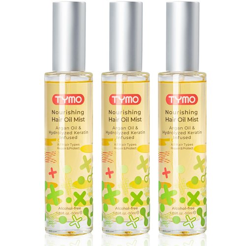 TYMO Argan Hair Oil Spray - Hydrating Natural 6 Blend Oil for Frizzy & Dry Hair, Organic Pure Formula, Daily Use Hair Treatment, Smooth Damaged Ends, Olive Oil & Vitamin E Infused, Pack of 3