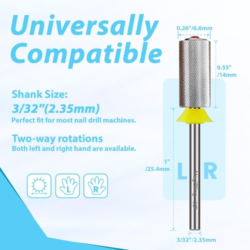 Heart Top Pink Crystal Nail Drill Bits for Efile, 3/32'' Safety 6.6mm Barrel Tungsten Carbide Professional Bits, Easy for Beginner, 2 Rotation Electric File Bit, Remove Gel fast, Silver, Extra Fine.