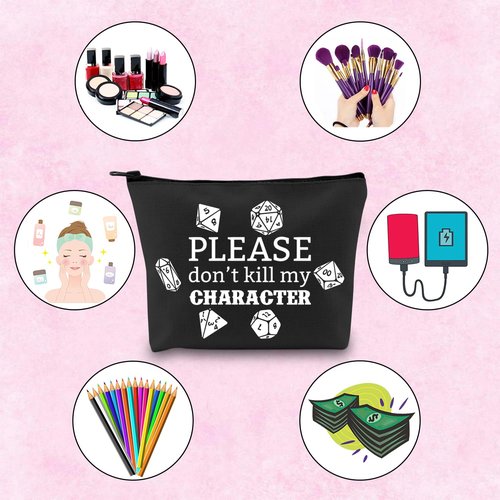 TSOTMO Novelty Gamer Gift Please Don’t Kill My Character Zipper Pouch DND Dice Storage Bag (Kill character)
