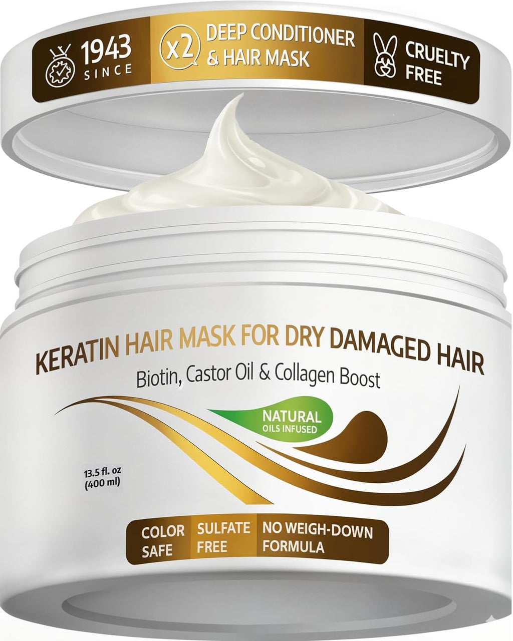 VITAMINS Keratin Hair Mask - Deep Conditioning Treatment for Dry, Damaged Hair | 13.5 Fl Oz
