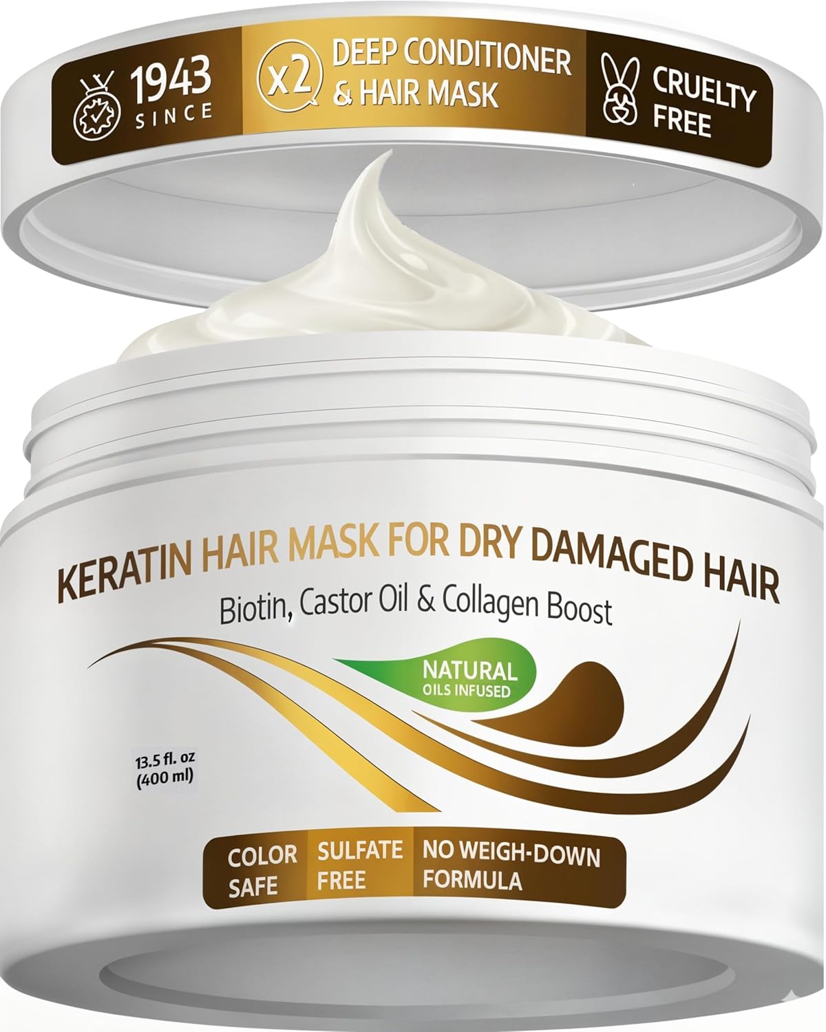 VITAMINS Keratin Hair Mask - Deep Conditioning Treatment for Dry, Damaged Hair | 13.5 Fl Oz