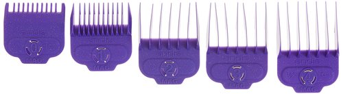 Andis 66345 Nano-Silver Magnetic Attachment 5 Combs with Long-Lasting Performance - Sizes 6", 8", 4", 3/8", 2", Provide Professional Haircuts and Styles – Purple