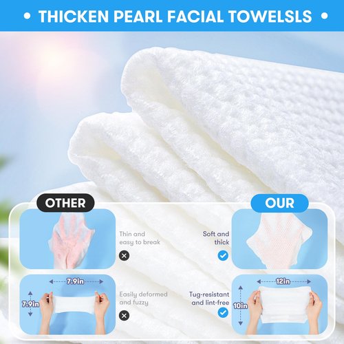 Beauntangly Disposable Face Towel, XL Unscented Facial Towelettes Soft Thick Absorbent, Lint-Free Biodegradable Makeup Remover Dry Wipes Clean Skin Care Washing Drying Camping Travel Essentials, 50 Ct