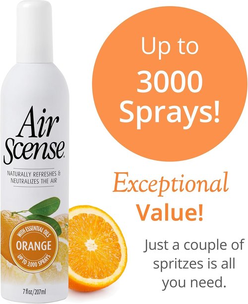 Air Scense Air Freshener | Natural Orange Deodorizer Spray for Home & Bathroom - 7 fl oz (2-Pack)