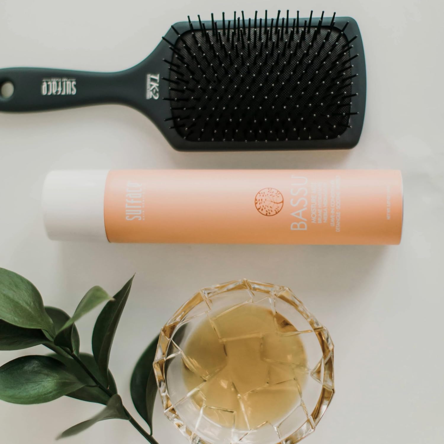 Surface Hair TK2 Paddle Brush - Professional Heat Resistant Styling Tool for Smoothing & Straightening | 3 Inch Tourmaline Cushion Pad