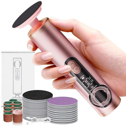 Electric Foot Callus Remover Rechargeable, Professional Pedicure Tools for Feet with 40PCS Sandpaper Discs, Adjustable Speed Heel Scraper for Cracked Heels, Foot Care Scrubber File for Dry Dead Skin