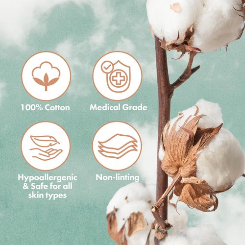 Intrinsics Large 4x4 Cotton Squares 2 Pack (400 Count) | 4-Ply Cotton Pads for Face & Makeup Removal | Lint-Free Facial Cleansing Pads & Face Pads for Toner | Hypoallergenic and 100% Pure Cotton
