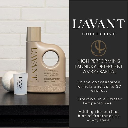L'AVANT Collective Luxury Laundry Detergent - Ambre Santal | Natural, Non-Toxic, Plant-Based Formula | 30 oz