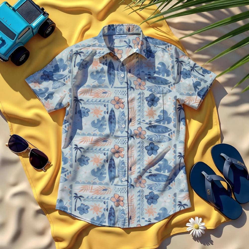 Tommy Bahama Boys Hawaiian Shirt & Shorts Set - Casual 2-Piece Summer Outfit for Kids
