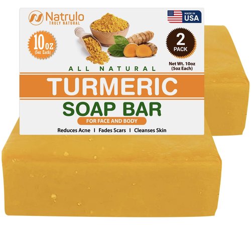 Turmeric Soap Bar for Face & Body – Natural Skin Brightening Soap for Dark Spots, Intimate Areas, Underarms – Turmeric Face Wash Reduces Acne, Fades Scars & Cleanses Skin – 5oz Bath Bars