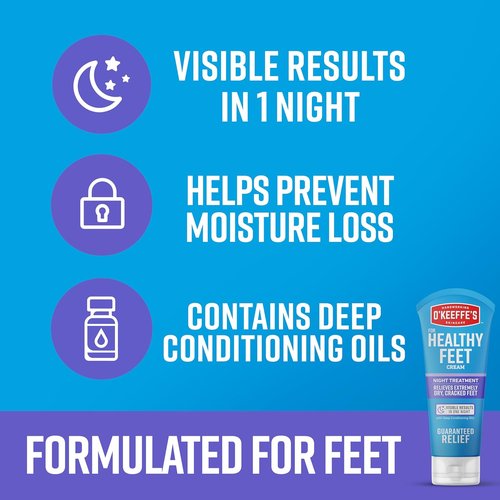 O'Keeffe's Night Treatment Foot Cream - 7 oz Tube | Guaranteed Relief for Extremely Cracked, Dry Feet