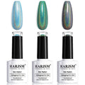 RARJSM Holographic Gel Nail Polish Set 3PCS Green Blue Black Nail Polish Kit Non-Toxic Long Lasting NailGel Mermaid Glitter Gel Polish for Nail Art DIY Nail Set at Home