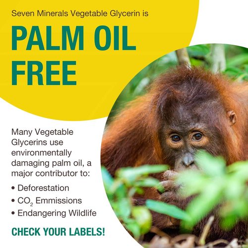 Seven Minerals, Organic Vegetable Glycerin - Big 32 fl oz Bottle - No Palm Oil, Made with Organic Coconut Oil - Therapeutical Grade Glycerine for DIYs - Hair, Nails & Skin Moisturizer - Non-Gmo