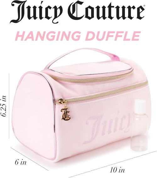 Juicy Couture Pink Makeup Bag - Stylish Cosmetics Organizer with Rhinestones | Travel Essentials